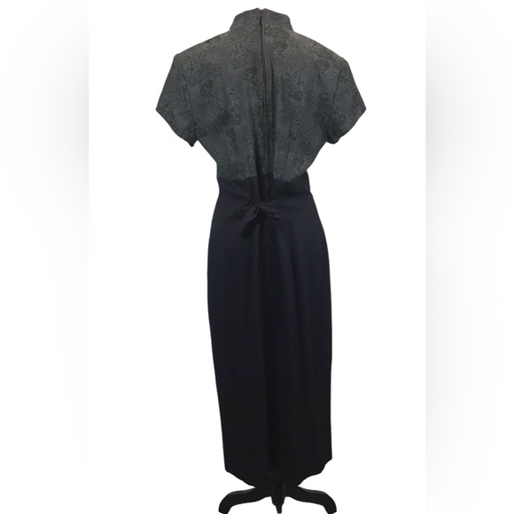 All that Jazz Vintage Womens Maxi Dress Size L Floral Shoulder Pads Button Goth - Picture 2 of 16